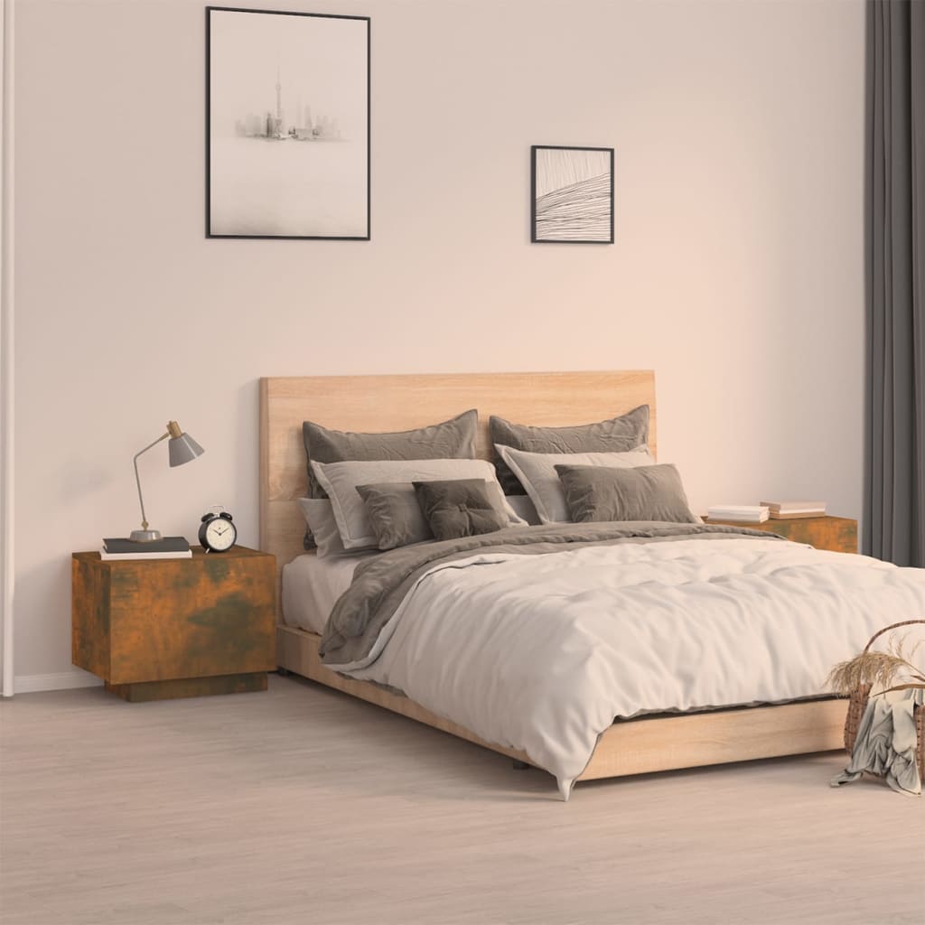 Bedside Table - WESTON Nightstand Smoked Oak 100cm