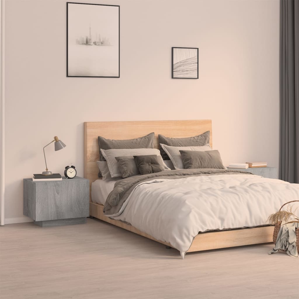 Bedside Table - WESTON Nightstand Grey Sonoma 100cm