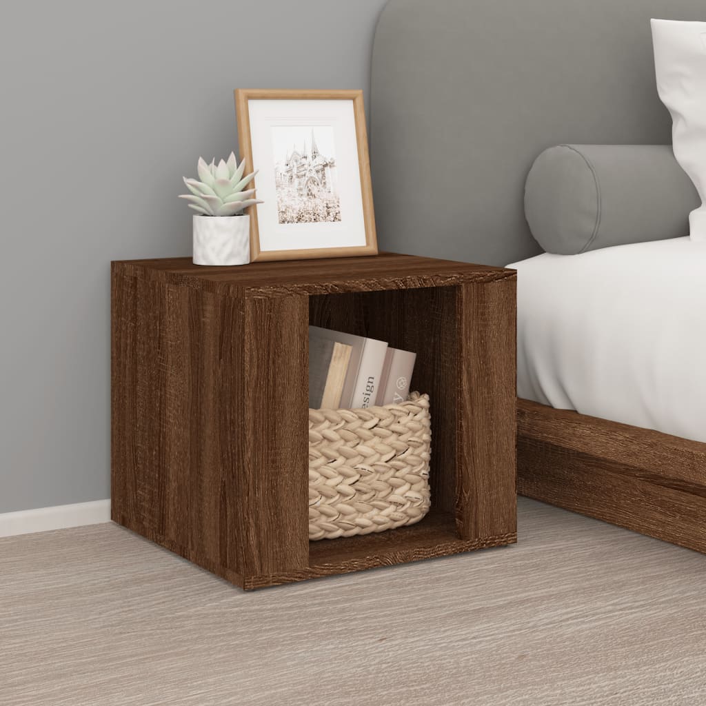 Bedside Table - KITCHENER Nightstand Brown Oak 41cm