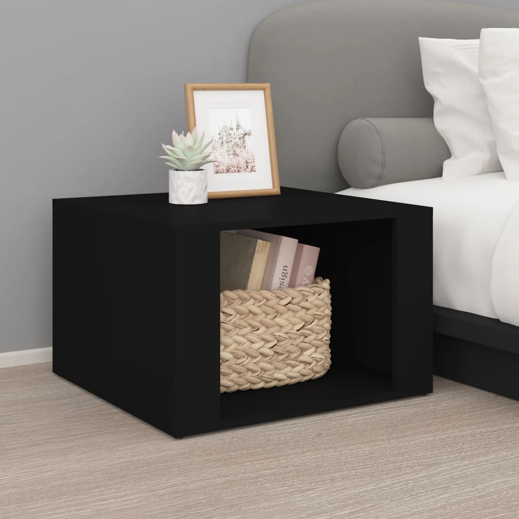 Bedside Table - BERGAMO Nightstand Black 57cm