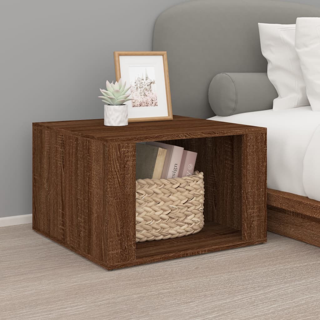 Bedside Table - BERGAMO Nightstand Brown Oak 57cm