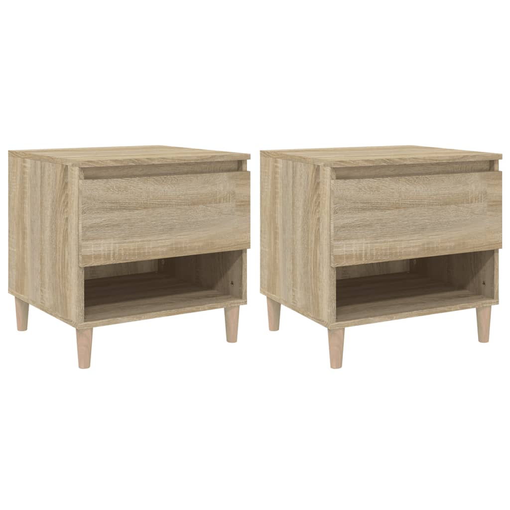 Bedside Table - CHARLOT 2 Piece Nightstand Sonoma Oak 50cm