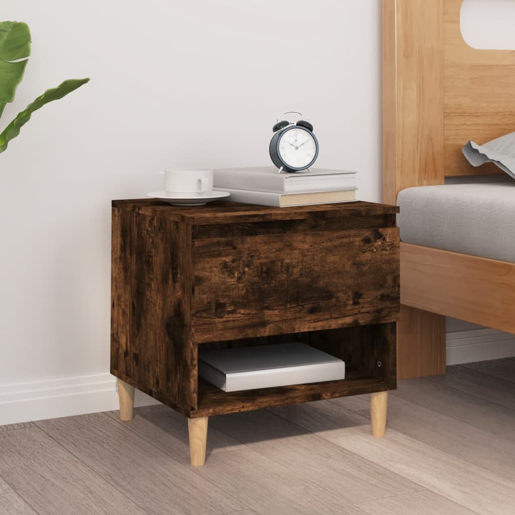Bedside Table - CHARLOT Nightstand Smoked Oak 50cm