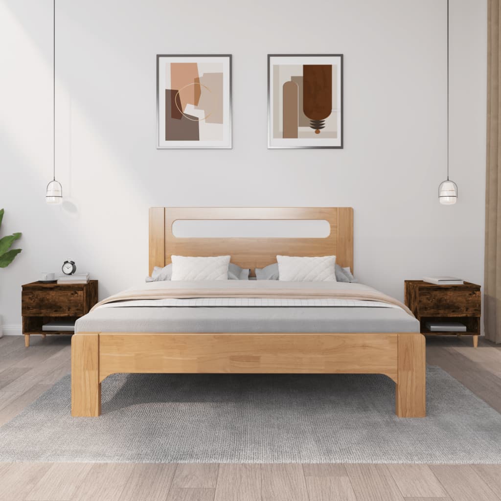 Bedside Table - CHARLOT 2 Piece Nightstand Smoked Oak 50cm