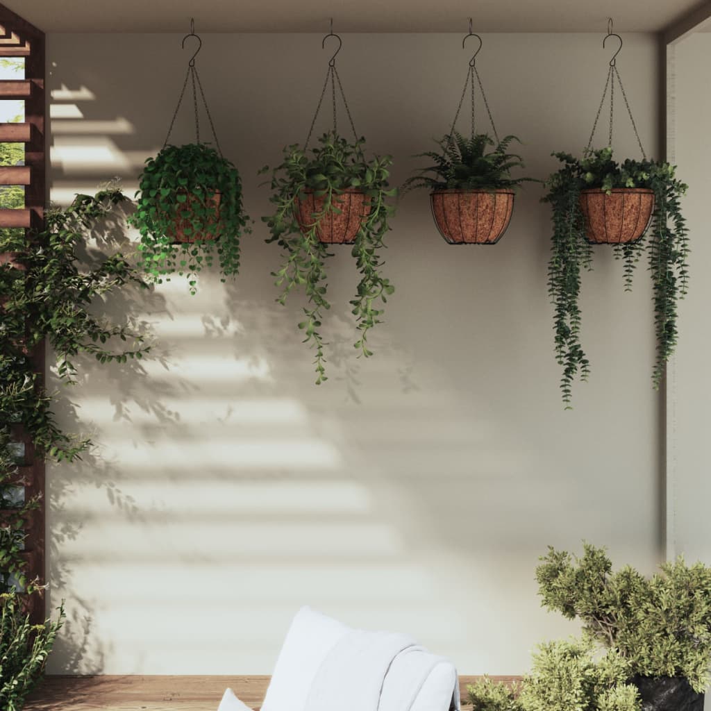 Hanging Planters 4 pcs with Coco Liners Black Ã ̃ 40x63 cm Steel