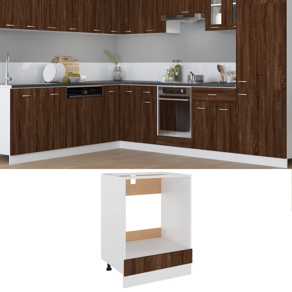 Oven Cabinet Brown Oak 60x46x81.5 cm Engineered Wood