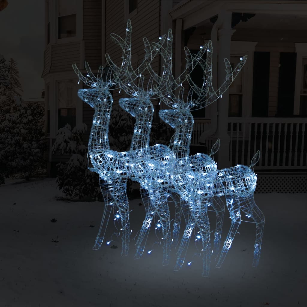 Briet Acrylic Reindeer Christmas Decorations 3 pcs 120cm Cold White