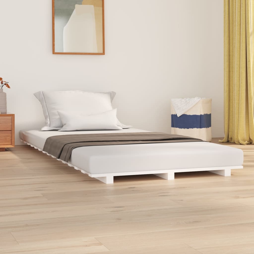 Bed Frame White 90x190 cm 3FT Single Solid Wood Pine