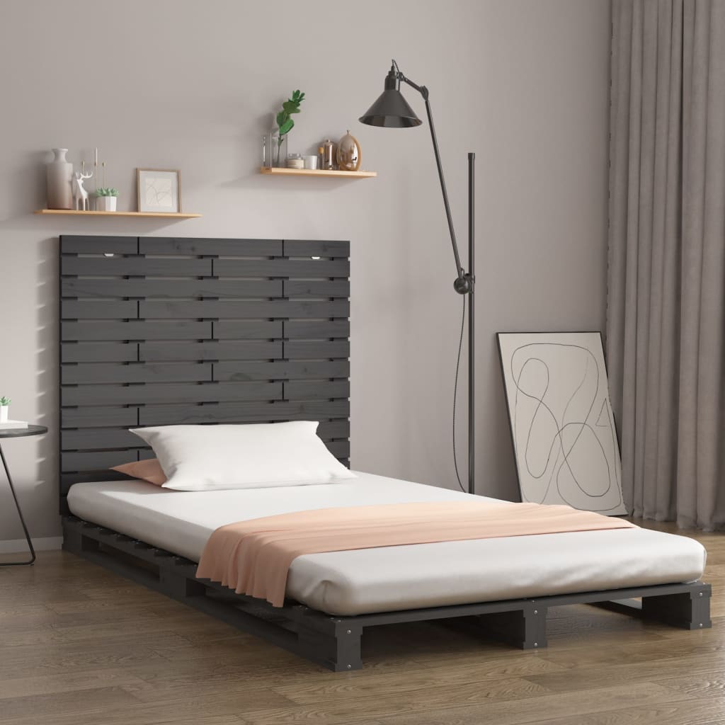 Wall Headboard Grey 106x3x91.5cm Solid Wood Pine