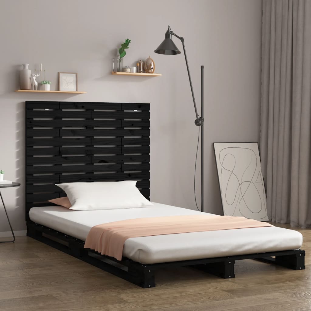 Wall Headboard Black 106x3x91.5cm Solid Wood Pine