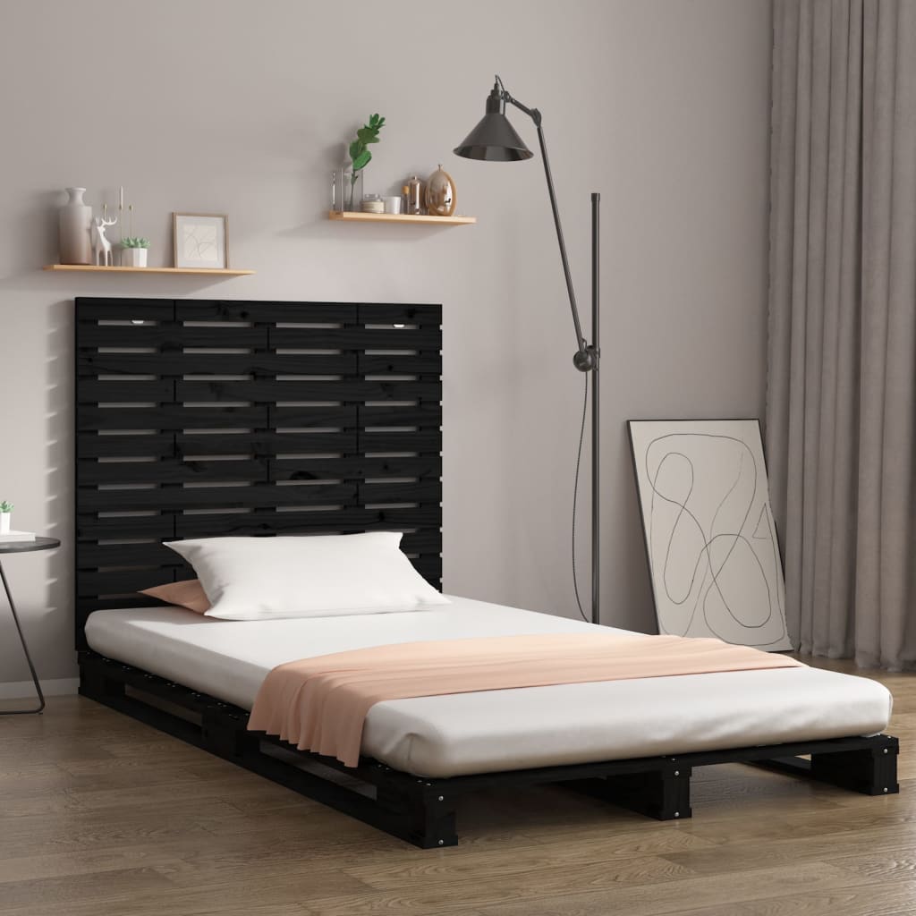 Wall Headboard Black 96x3x91.5cm Solid Wood Pine