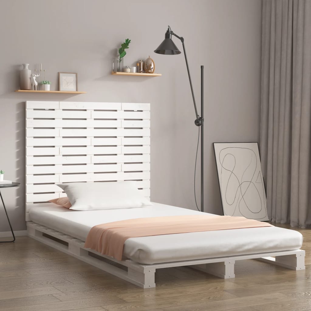 Wall Headboard White 126x3x91.5cm Solid Wood Pine