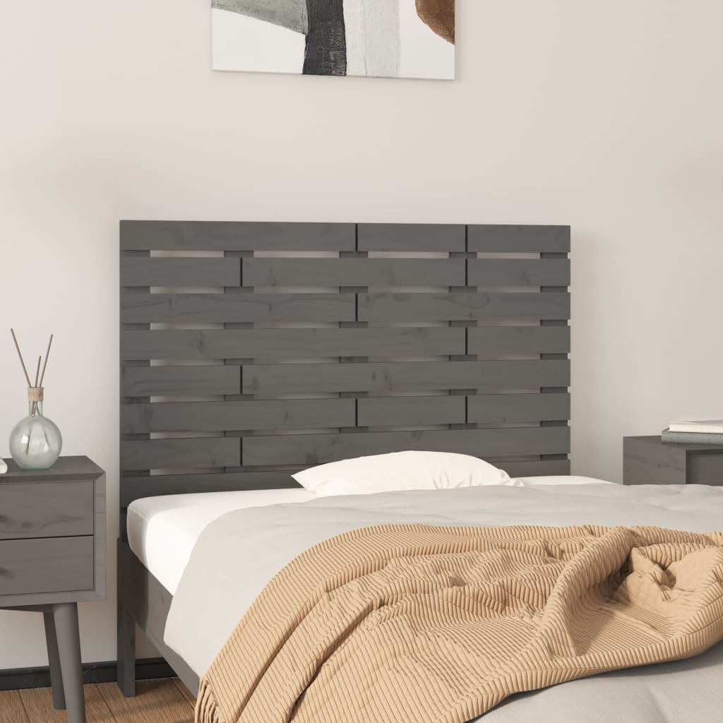Wall Headboard Grey 106x3x63cm Solid Wood Pine