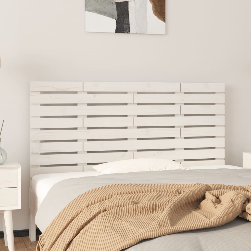 Wall Headboard White 126x3x63cm Solid Wood Pine