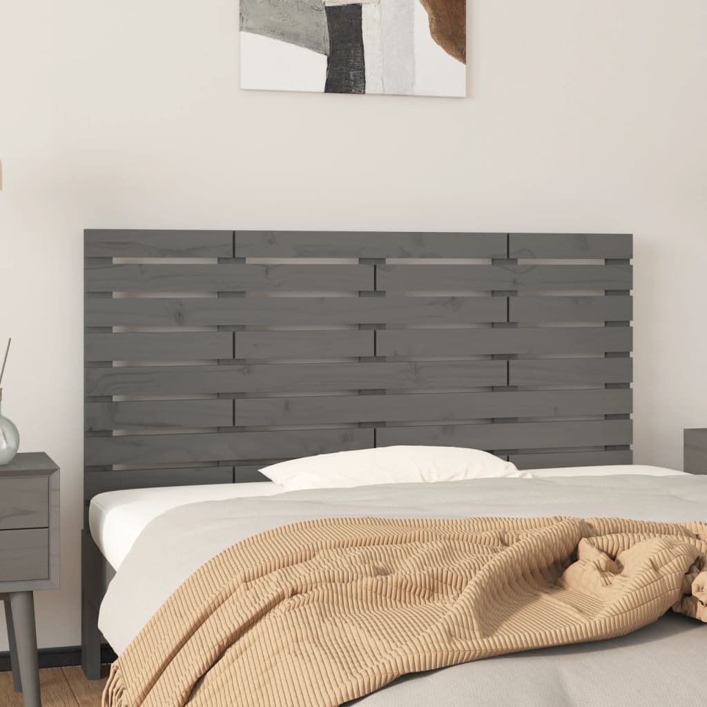 Wall Headboard Grey 146x3x63cm Solid Wood Pine