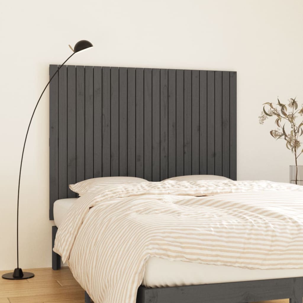 Wall Headboard Grey 146.5x3x110cm Solid Wood Pine