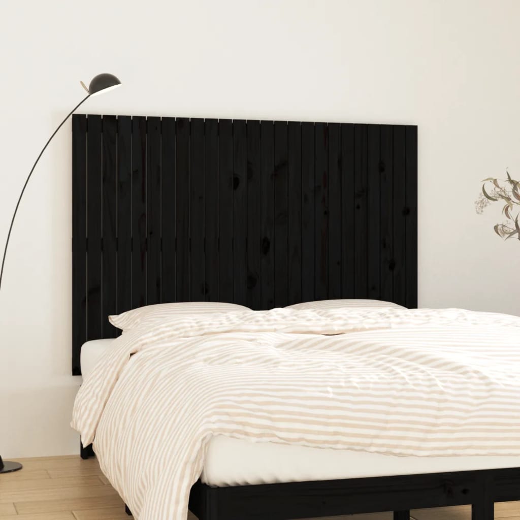 Wall Headboard Black 159.5x3x110cm Solid Wood Pine