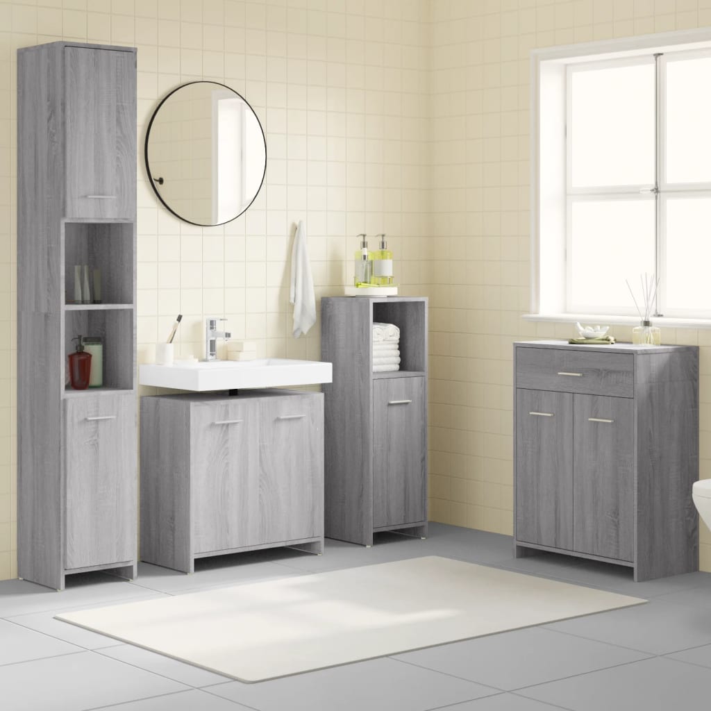 4 Pcs Bathroom Furniture Set Grey Sonoma Engineered Wood