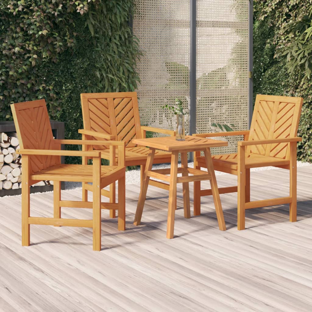Garden Dining Chairs 3 Pieces Solid Wood Acacia