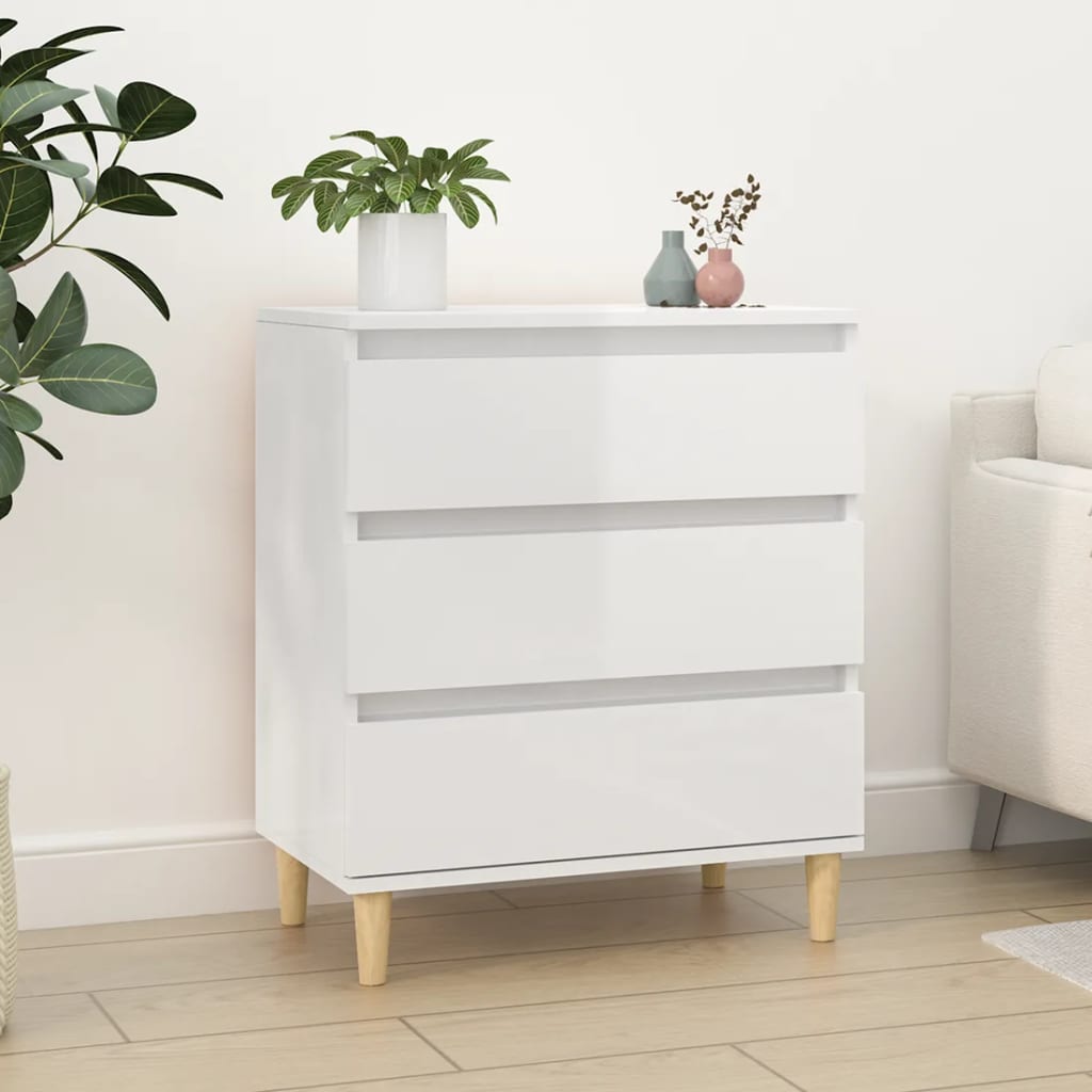 Sideboard High Gloss White 60x35x70 cm Engineered Wood