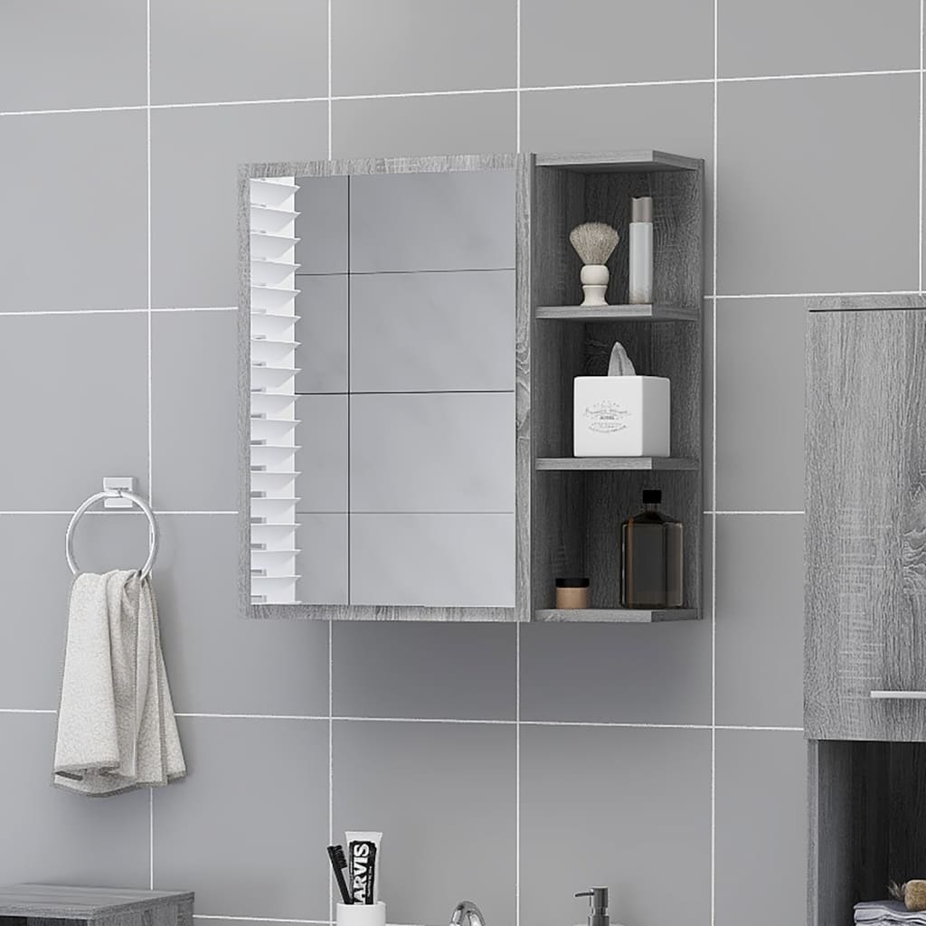 Bathroom Mirror Cabinet Grey Sonoma 62.5x20.5x64cm Engineered Wood
