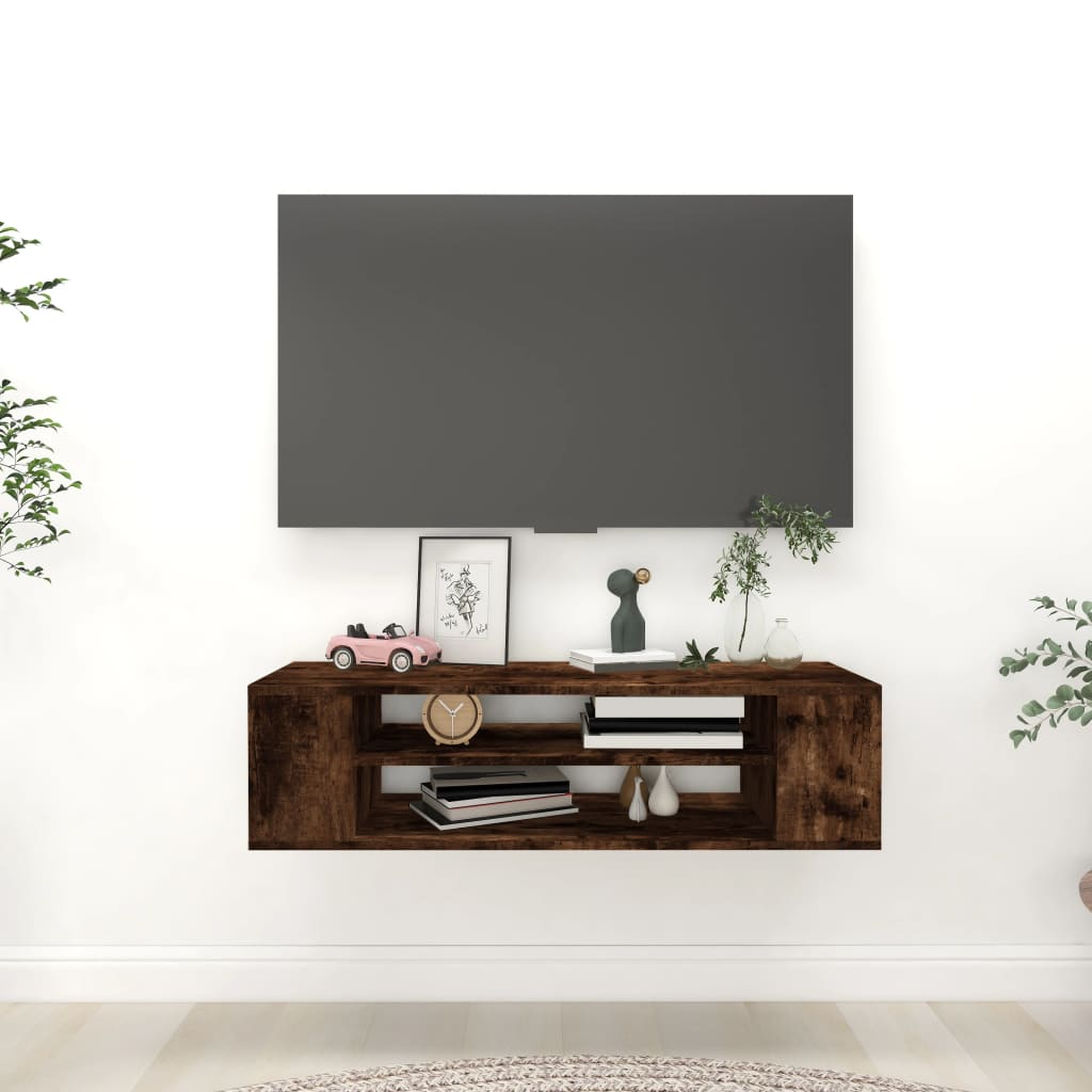 Hanging TV Cabinet Smoked Oak 100x30x26.5cm Engineered Wood