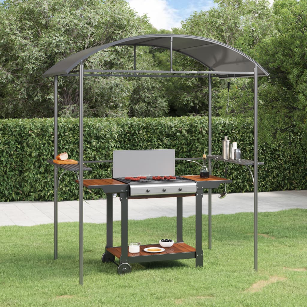 BBQ Gazebo with Side Shelves Anthracite 220x115x230cm Steel