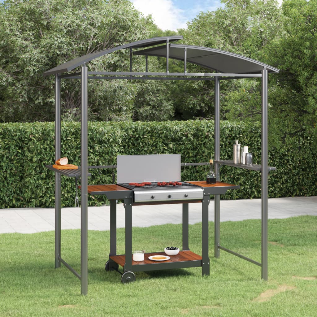 BBQ Gazebo with Side Shelves Anthracite 210x114x230cm Steel