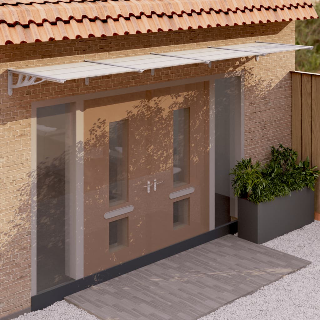 Door Canopy Grey and Transparent 396x90 cm Polycarbonate