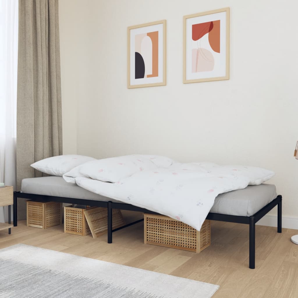 Metal Bed Frame Black 100x190 cm