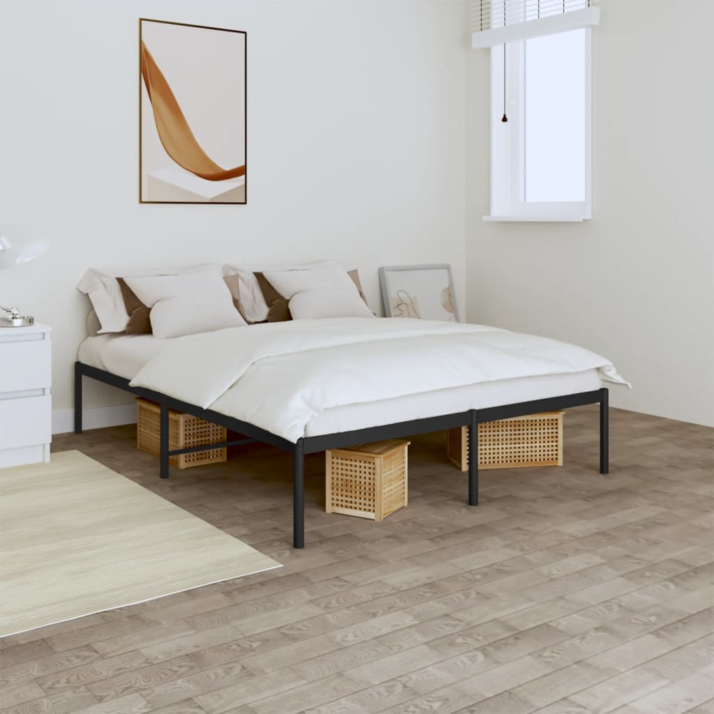 Metal Bed Frame Black 140x190 cm
