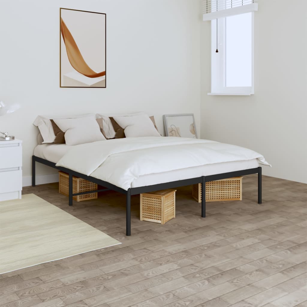 Metal Bed Frame Black 140x200 cm