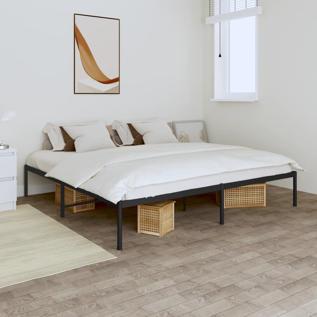Metal Bed Frame Black 200x200 cm