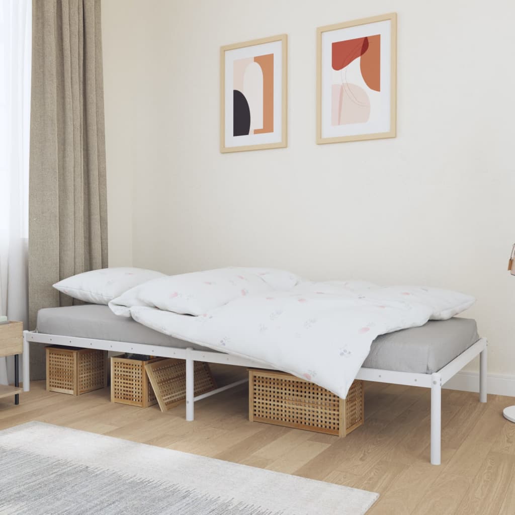 Metal Bed Frame White 100x190 cm