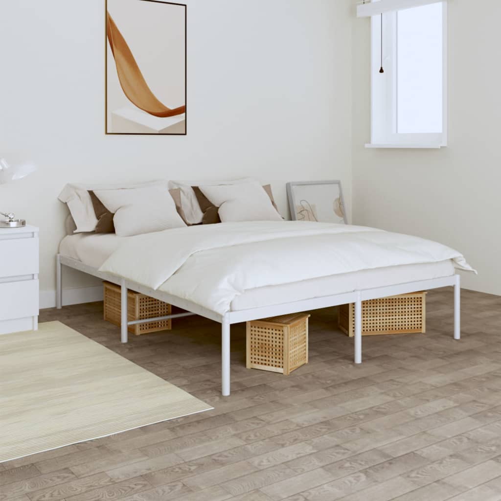 Metal Bed Frame White 140x200 cm