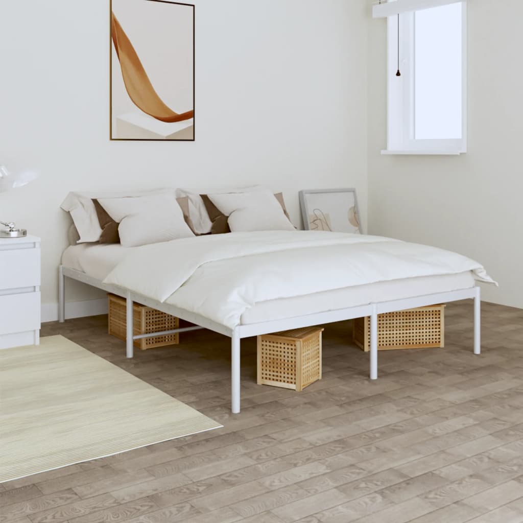 Metal Bed Frame White 150x200 cm 5FT King Size