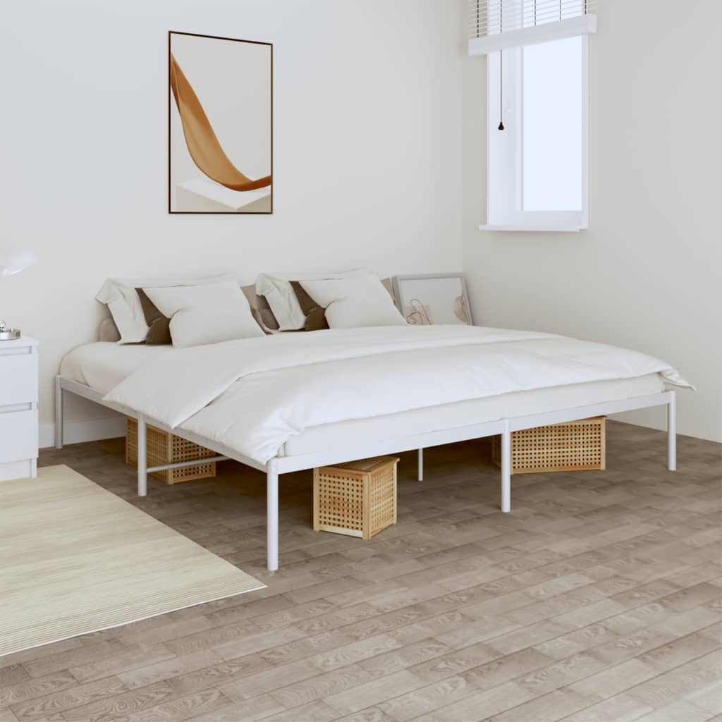 Metal Bed Frame White 180x200 cm Super King