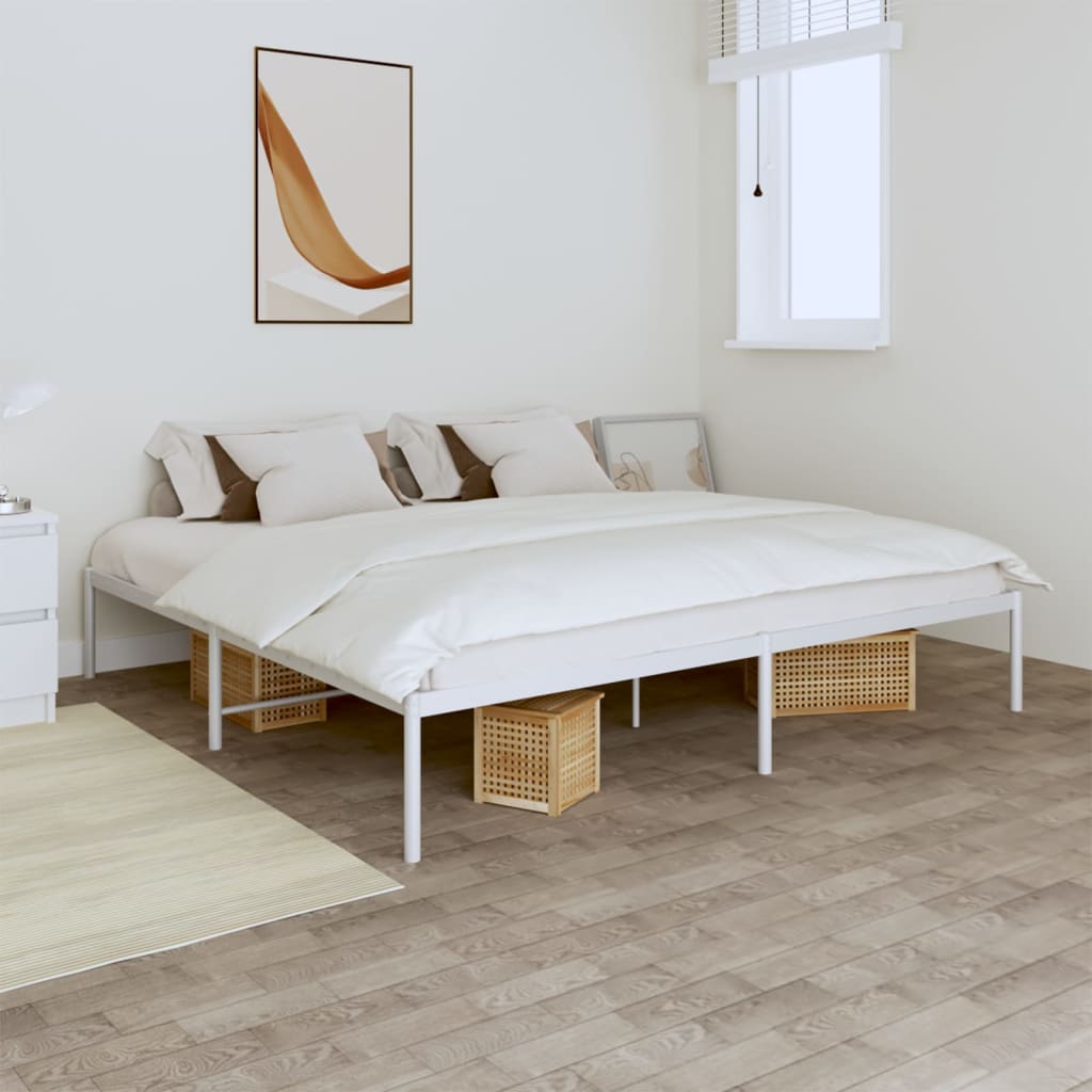 Metal Bed Frame White 183x213 cm