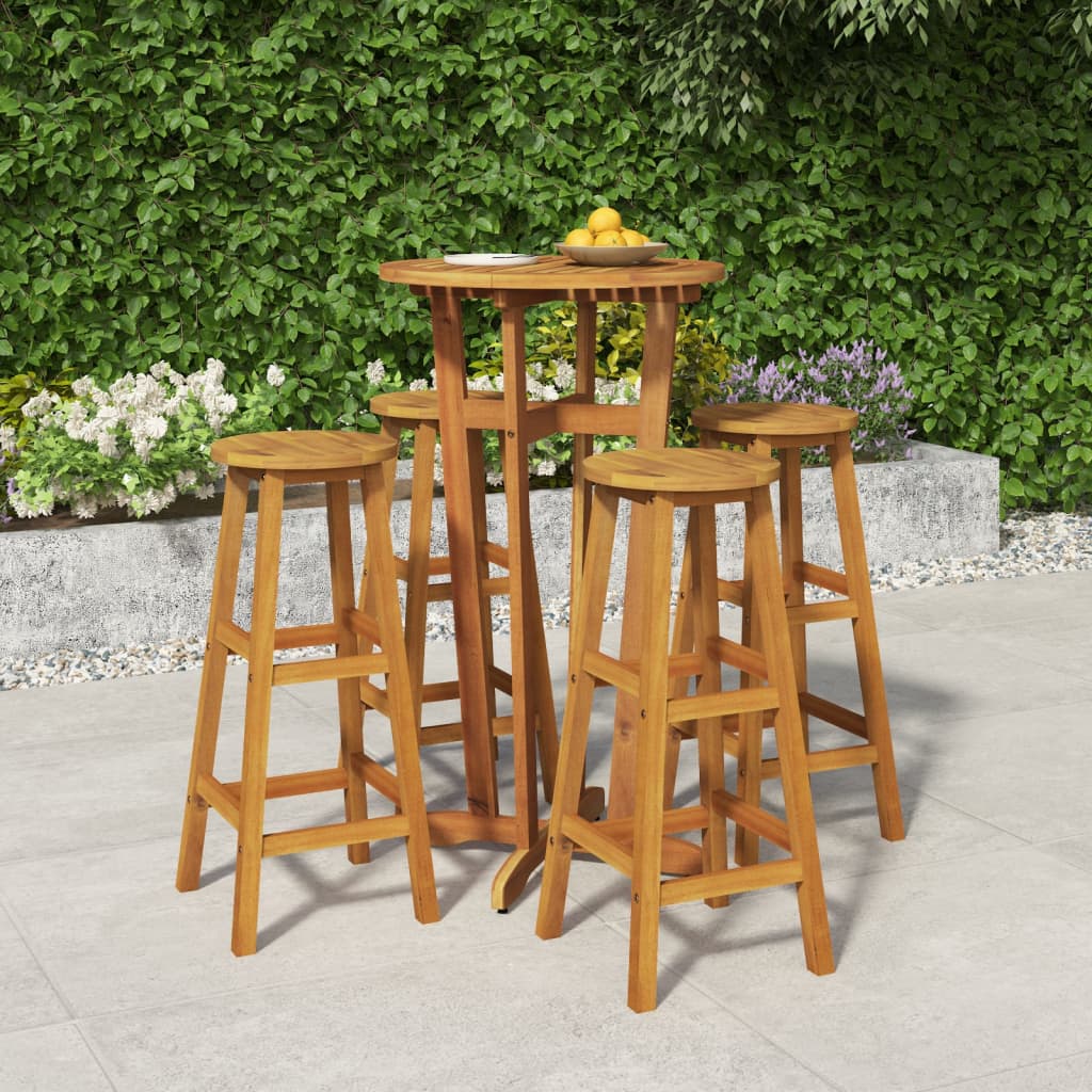 5 Piece Garden Dining Set Solid Wood Acacia