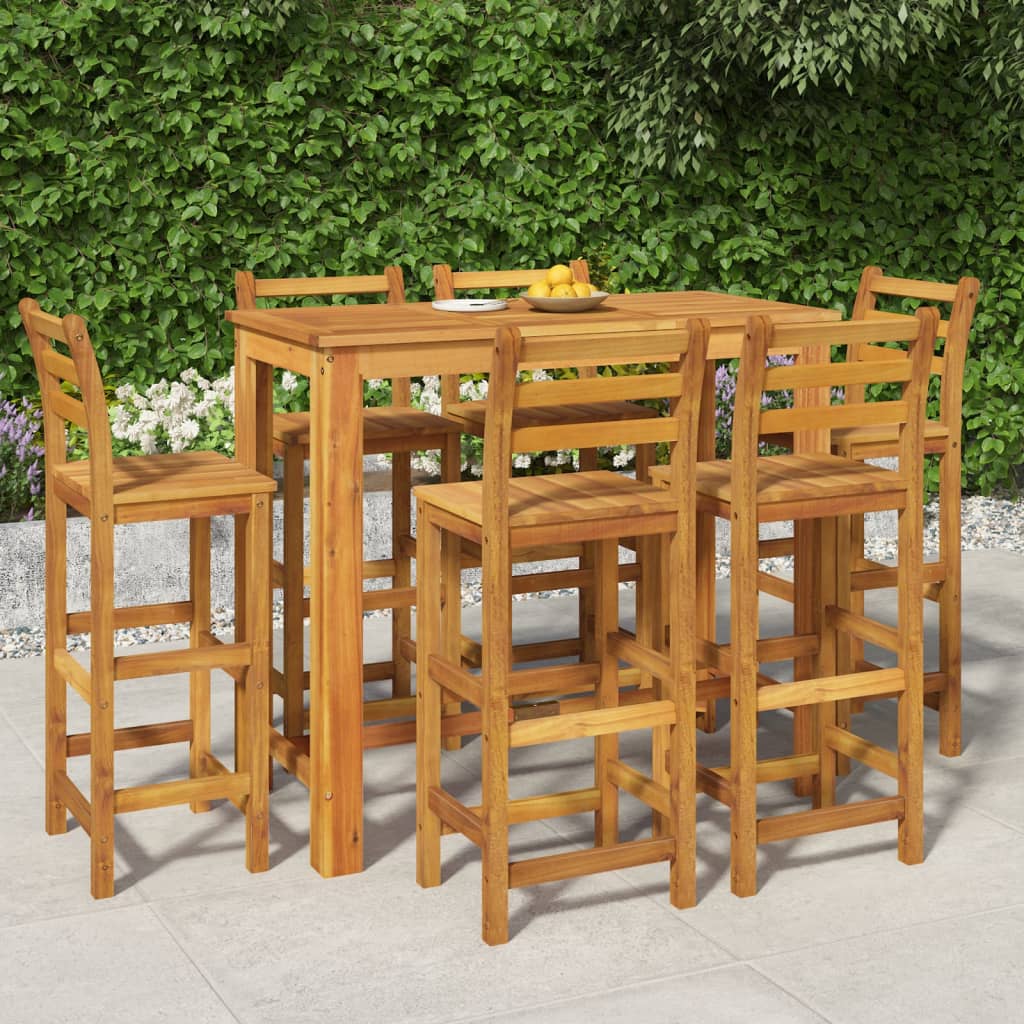 7 Piece Garden Dining Set Solid Wood Acacia
