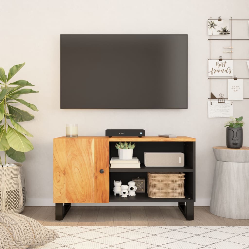 TV Cabinet 80x33x46 cm Solid Wood Acacia&Engineered Wood