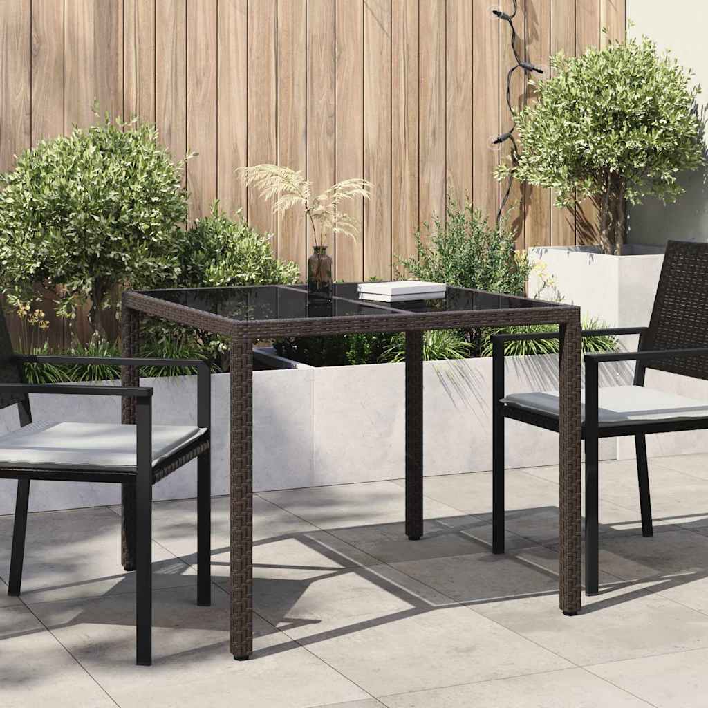 FRVBRO Garden Dining Table 90x90x75 cm Poly Rattan - Brown