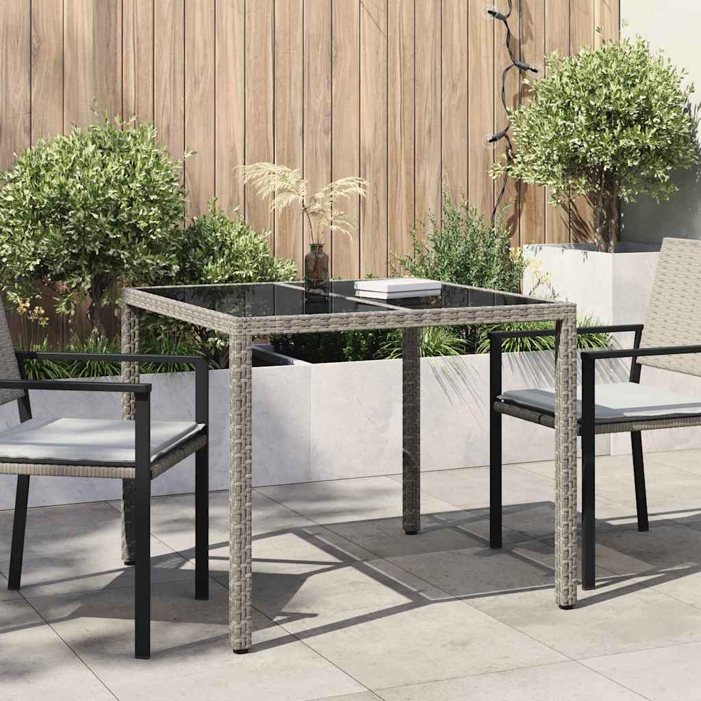 FRVBRO Garden Dining Table 90x90x75 cm Poly Rattan - Grey