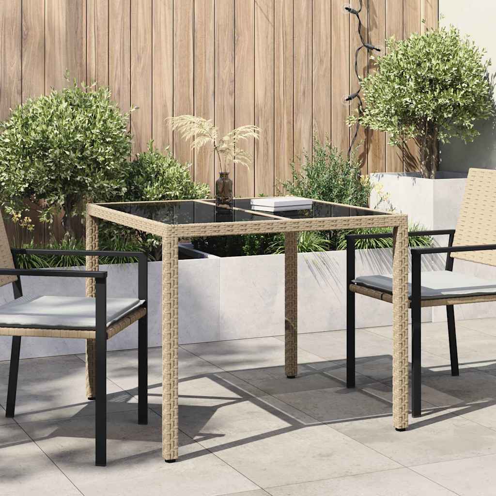 FRVBRO Garden Dining Table 90x90x75 cm Poly Rattan - Beige