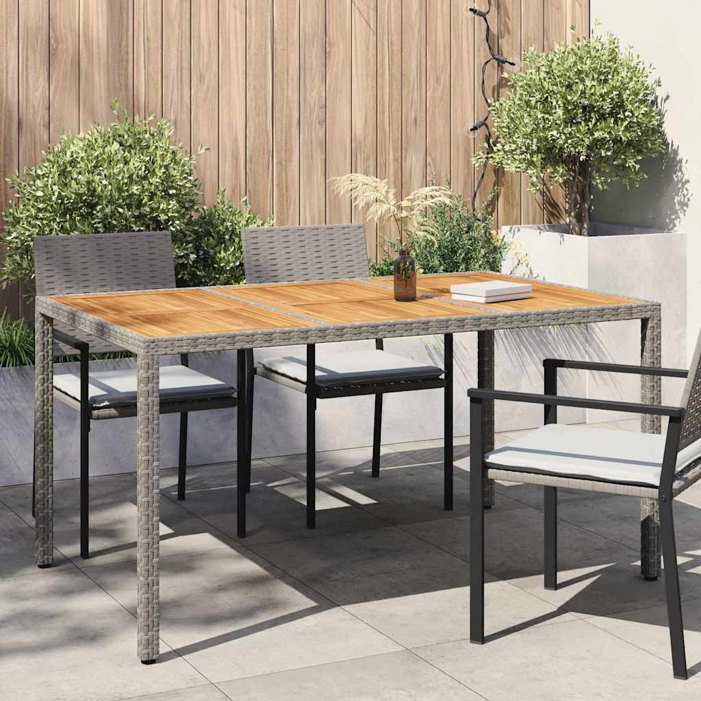 FRVBRO Garden Dining Table 150x90x75 cm Poly Rattan - Grey
