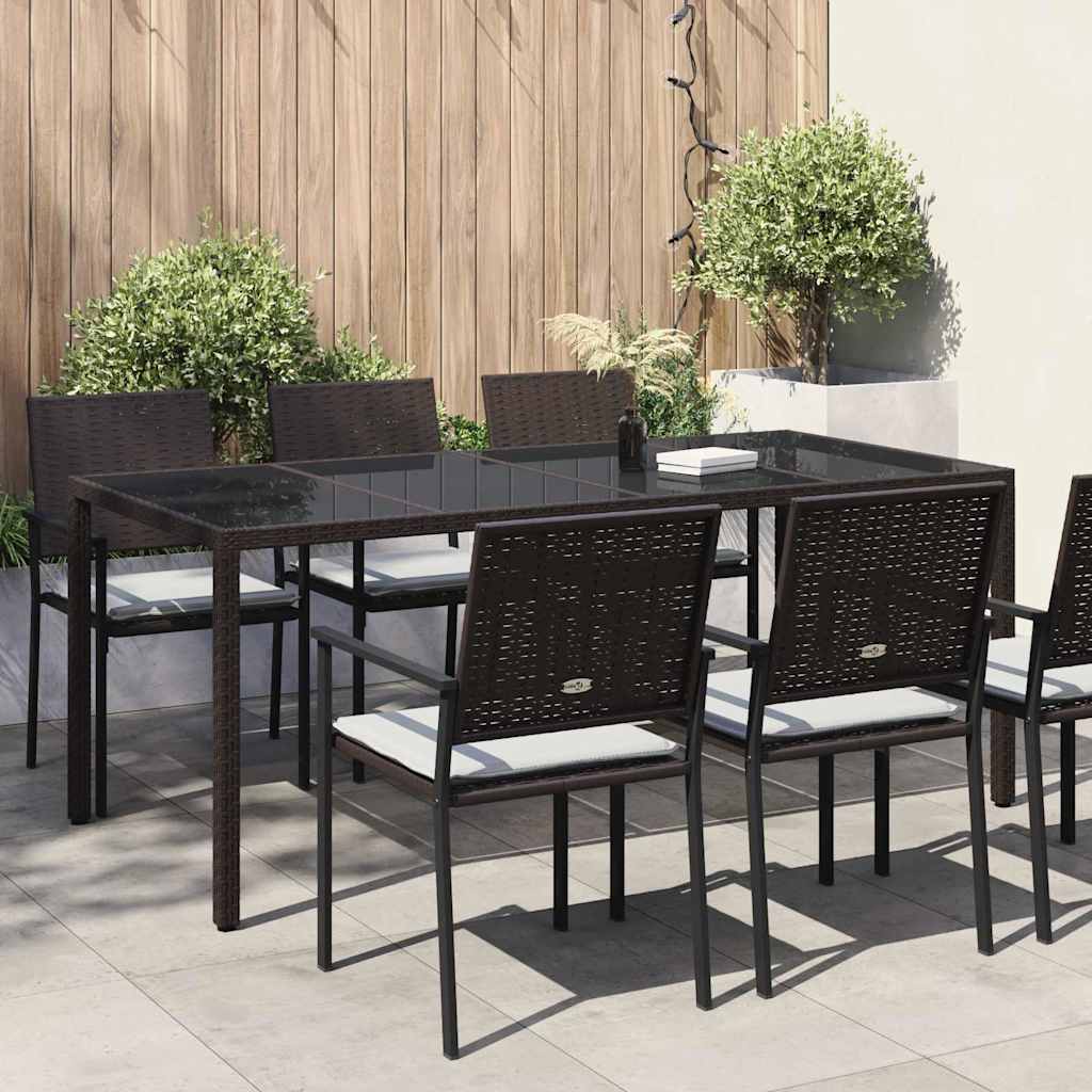 FRVBRO Garden Dining Table 190x90x75 cm Poly Rattan - Brown