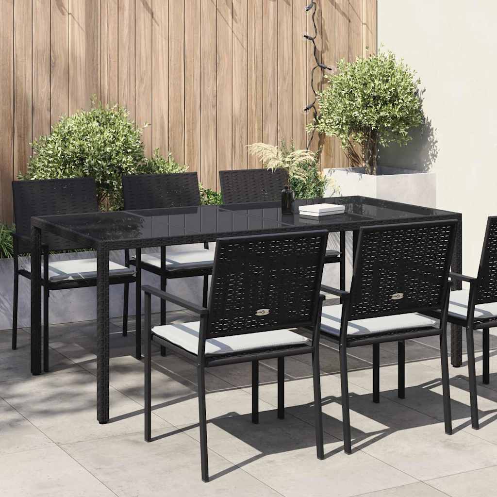FRVBRO Garden Dining Table 190x90x75 cm Poly Rattan - Black