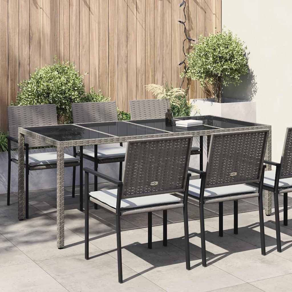 FRVBRO Garden Dining Table 190x90x75 cm Poly Rattan - Grey