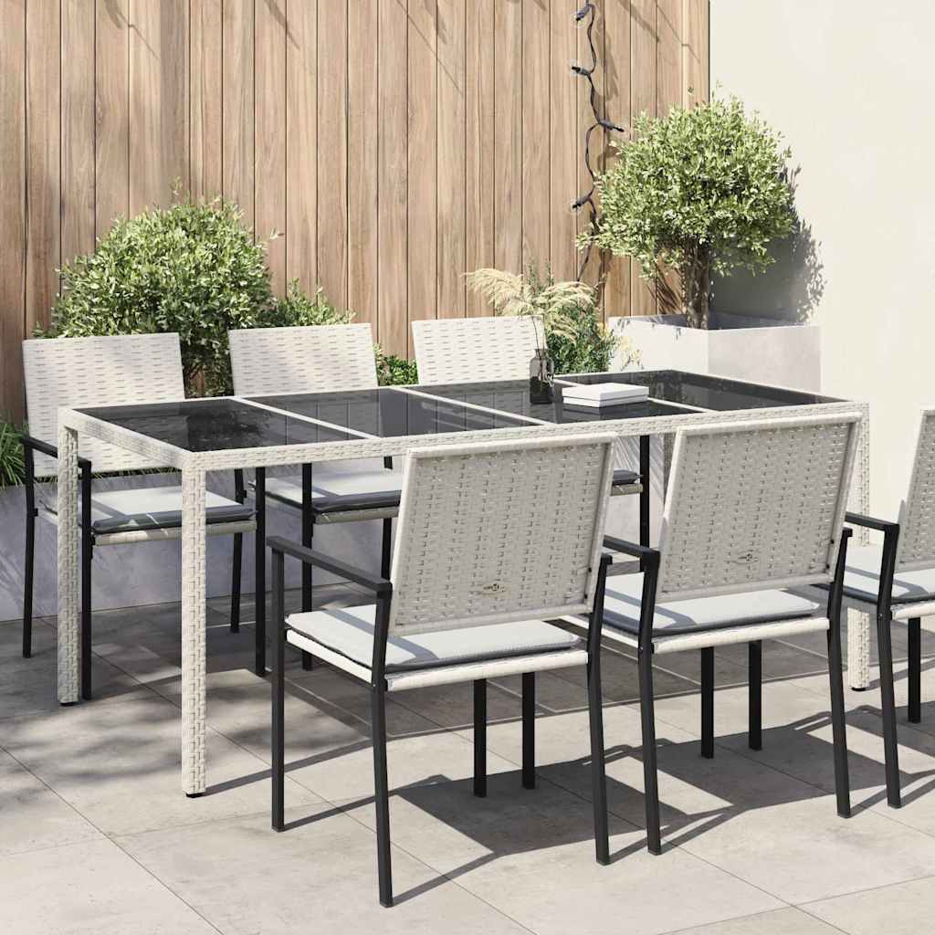 FRVBRO Garden Dining Table 190x90x75 cm Poly Rattan - White