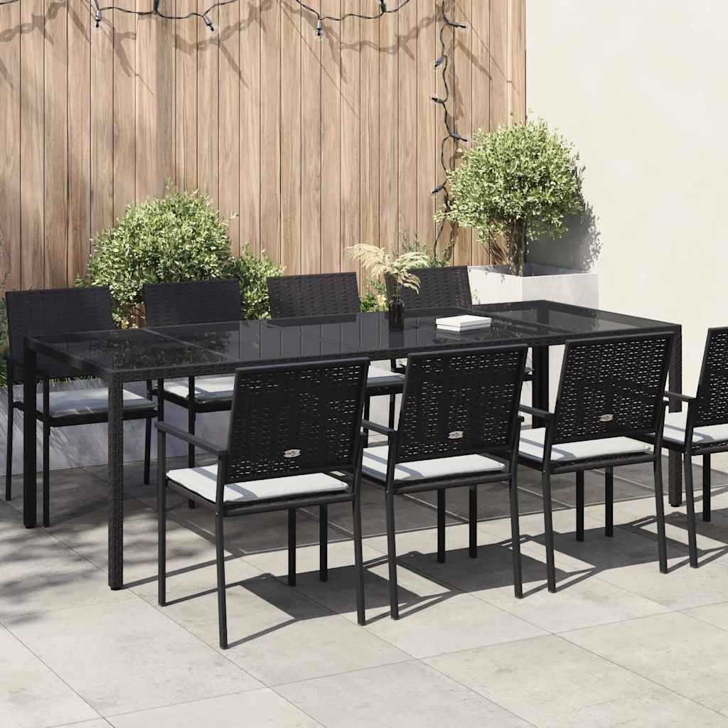 FRVBRO Garden Dining Table Pure 250x100x75 cm Poly Rattan - Black